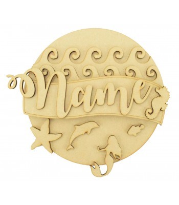 Laser Cut Personalised 3D Detailed Layered Circle Plaque - Mermaid Themed